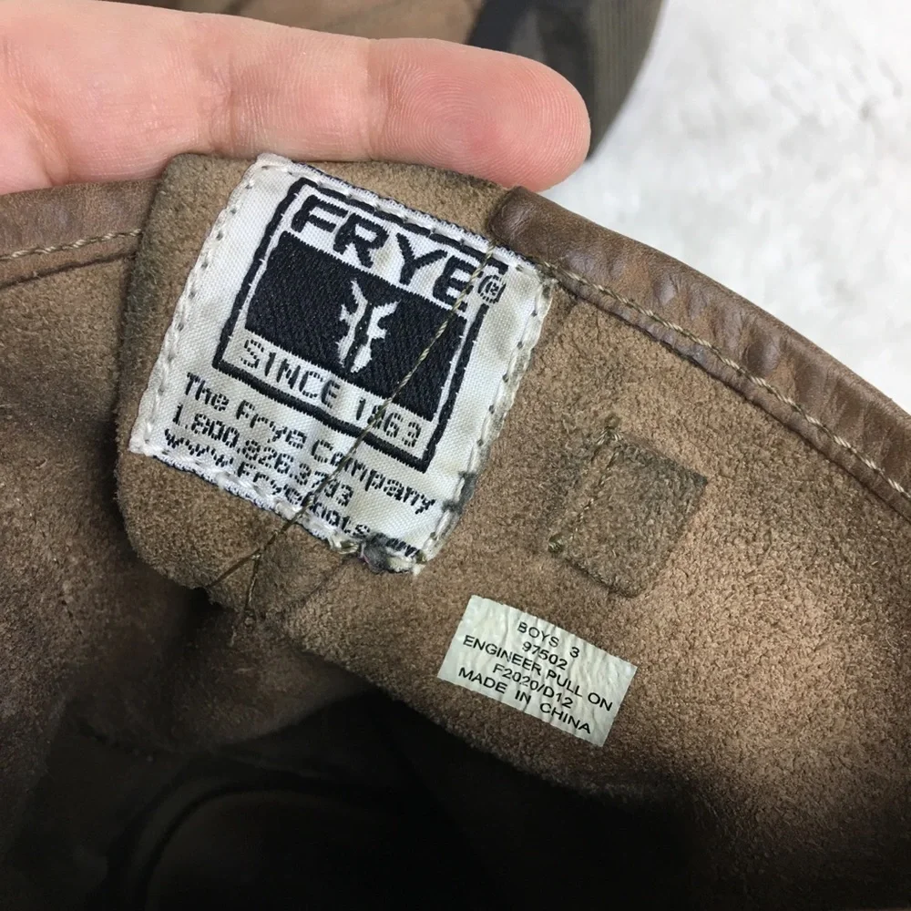Frye Boy Leather Brown Engineer Pull On Boots 3